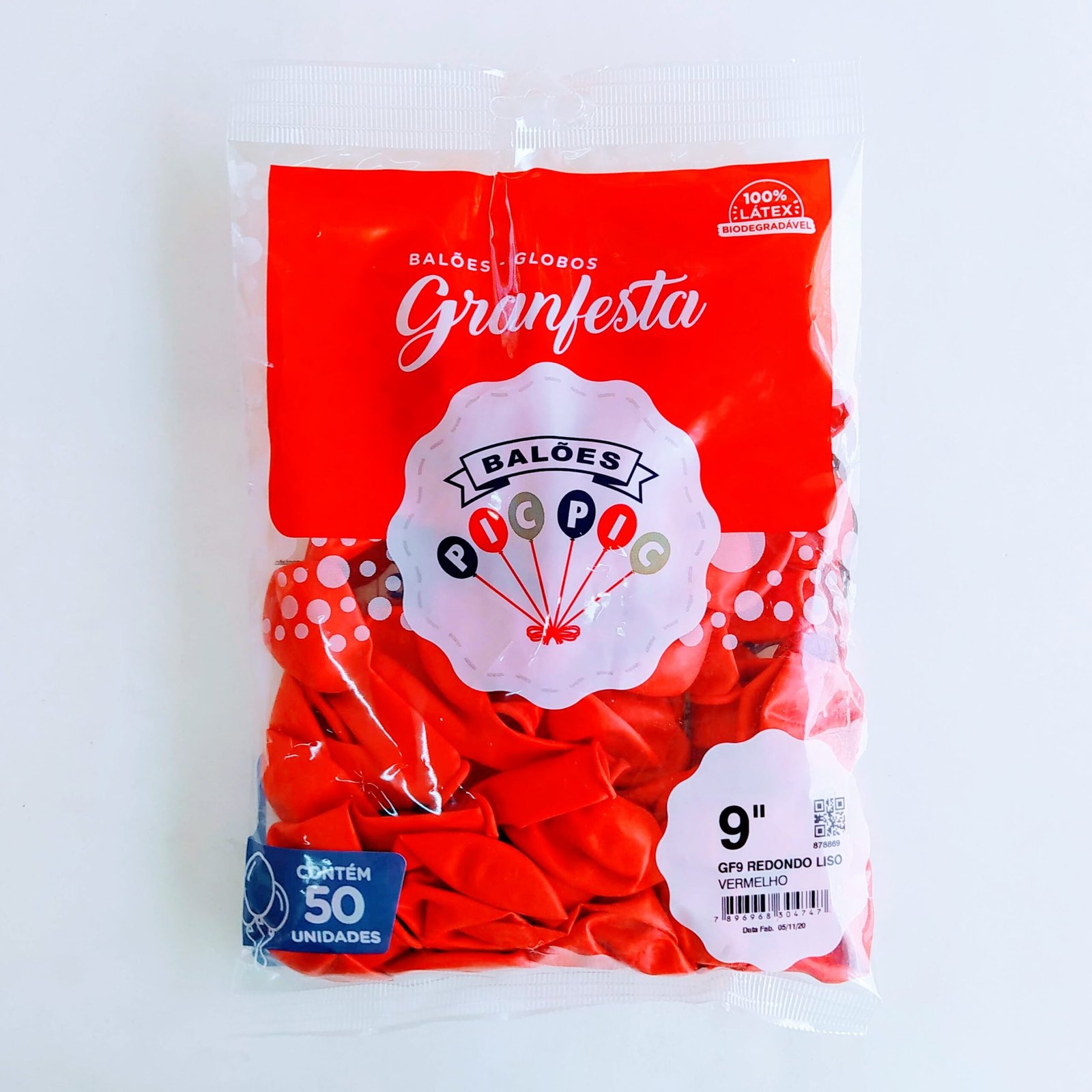 BALÃO LISO REDONDO VERMELHO 9"