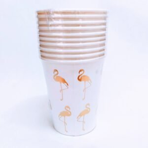 COPO PAPEL FLAMINGO DOURADO