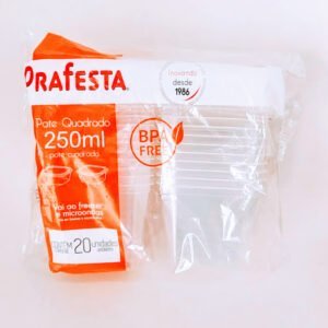 POTE QUADRADO 250ML COM TAMPA 12X20