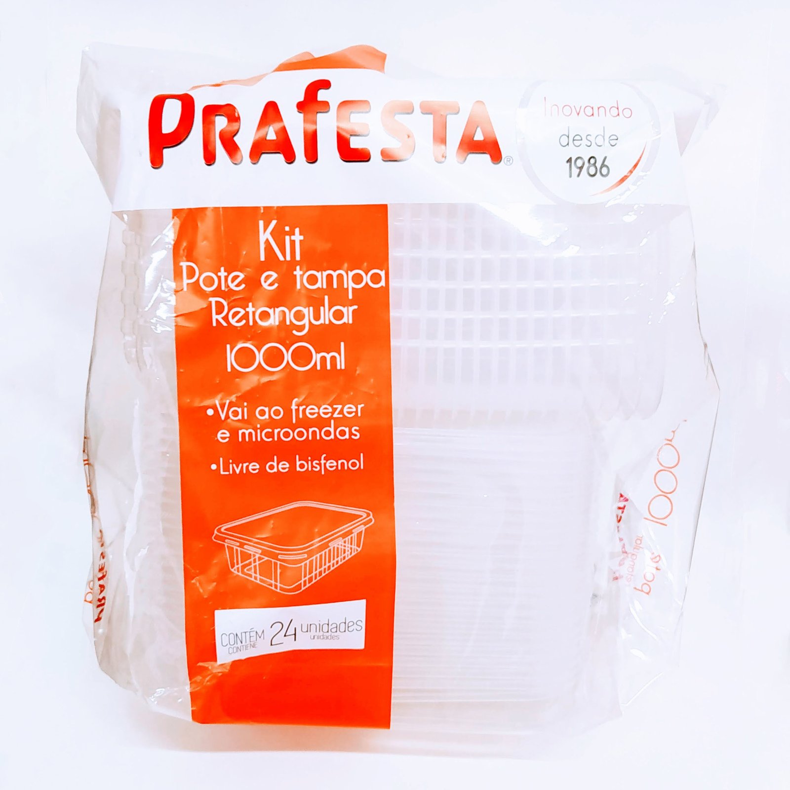 POTE RETÂNGULAR 1000ML C/TAMPA - 06 X 24