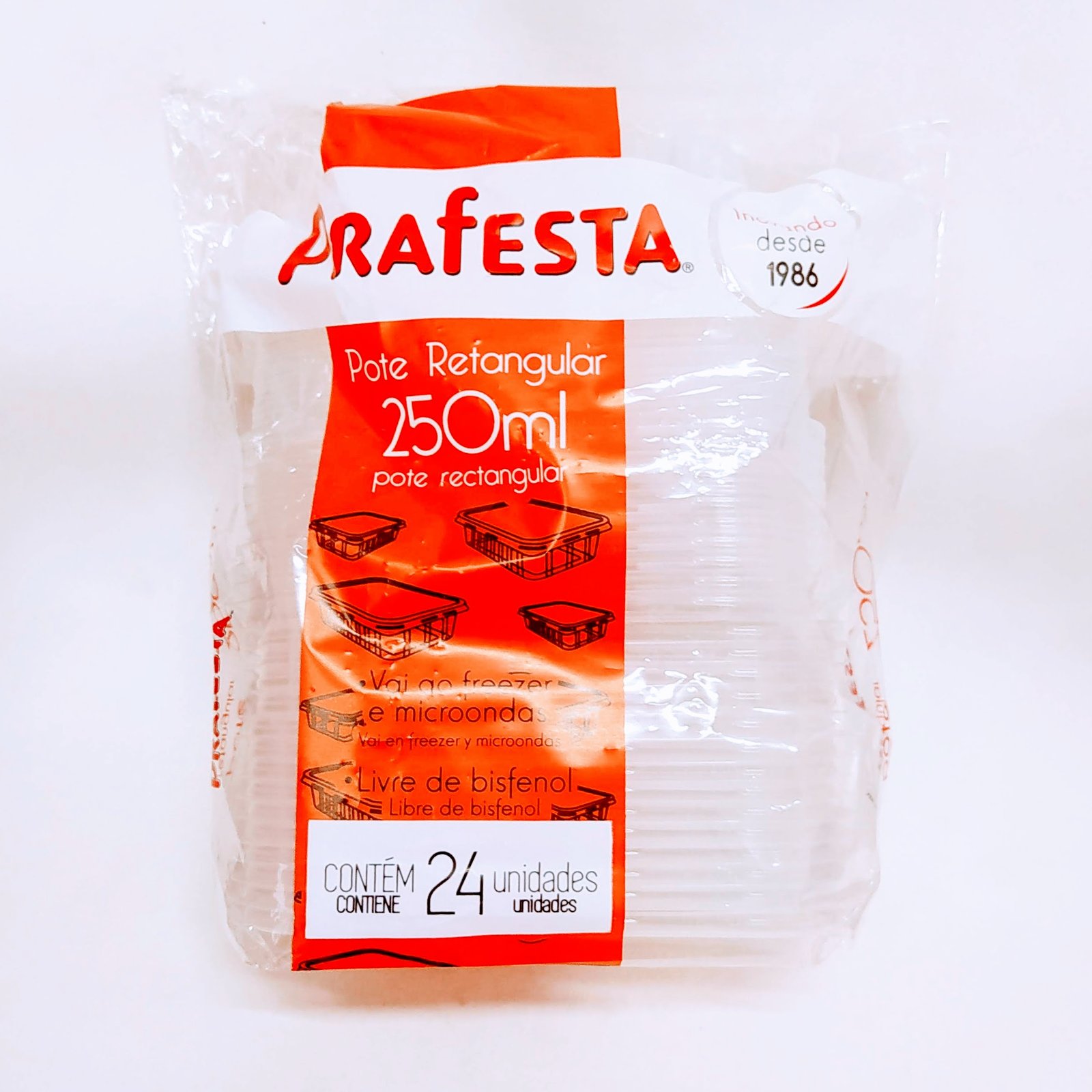 POTE RETÂNGULAR 250ML C/TAMPA - 06 X 24