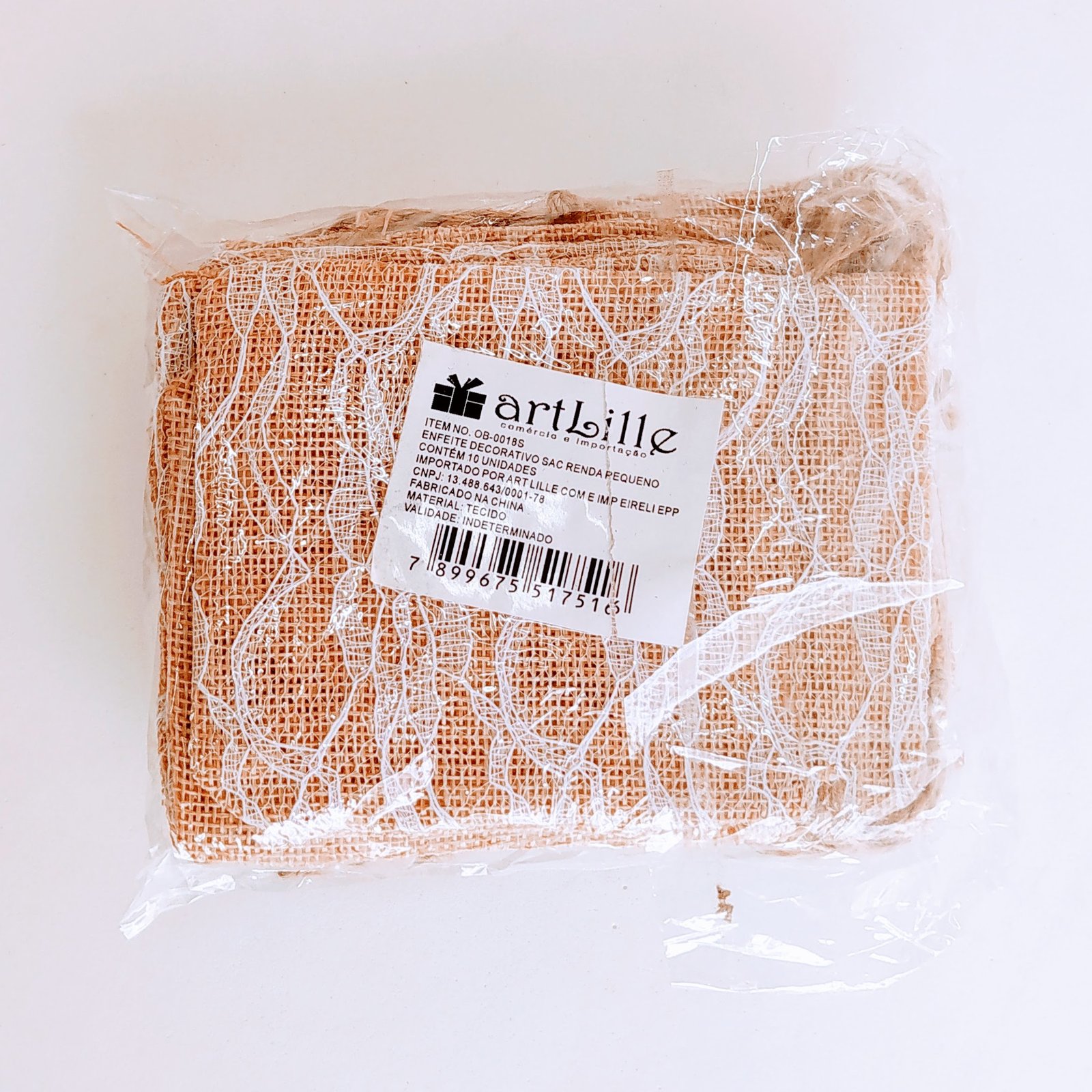 ENFEITE SACO JUTA 9X12CM C/10 OB-0018S