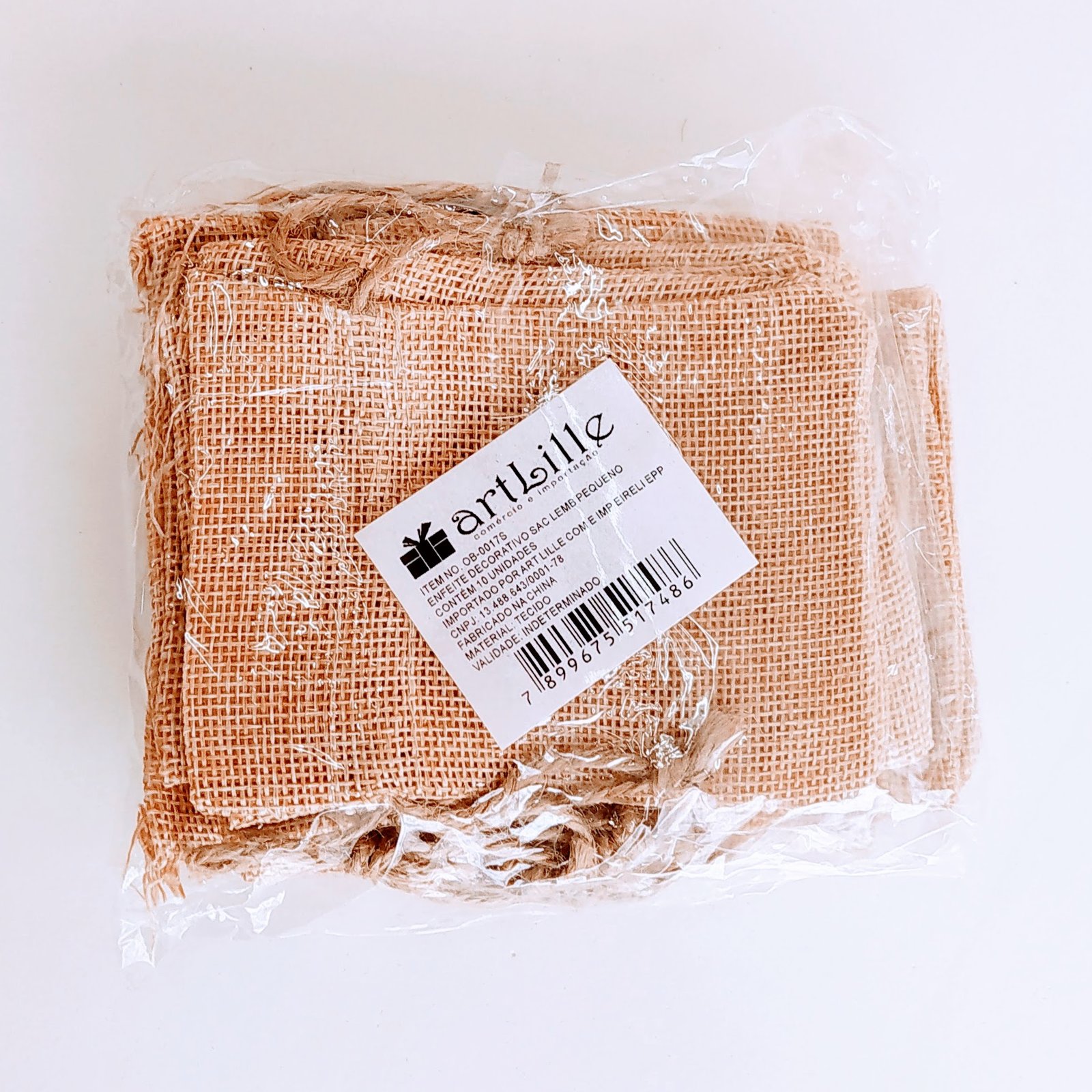 ENFEITE SACO JUTA 9X12CM C/10 OB-0017S