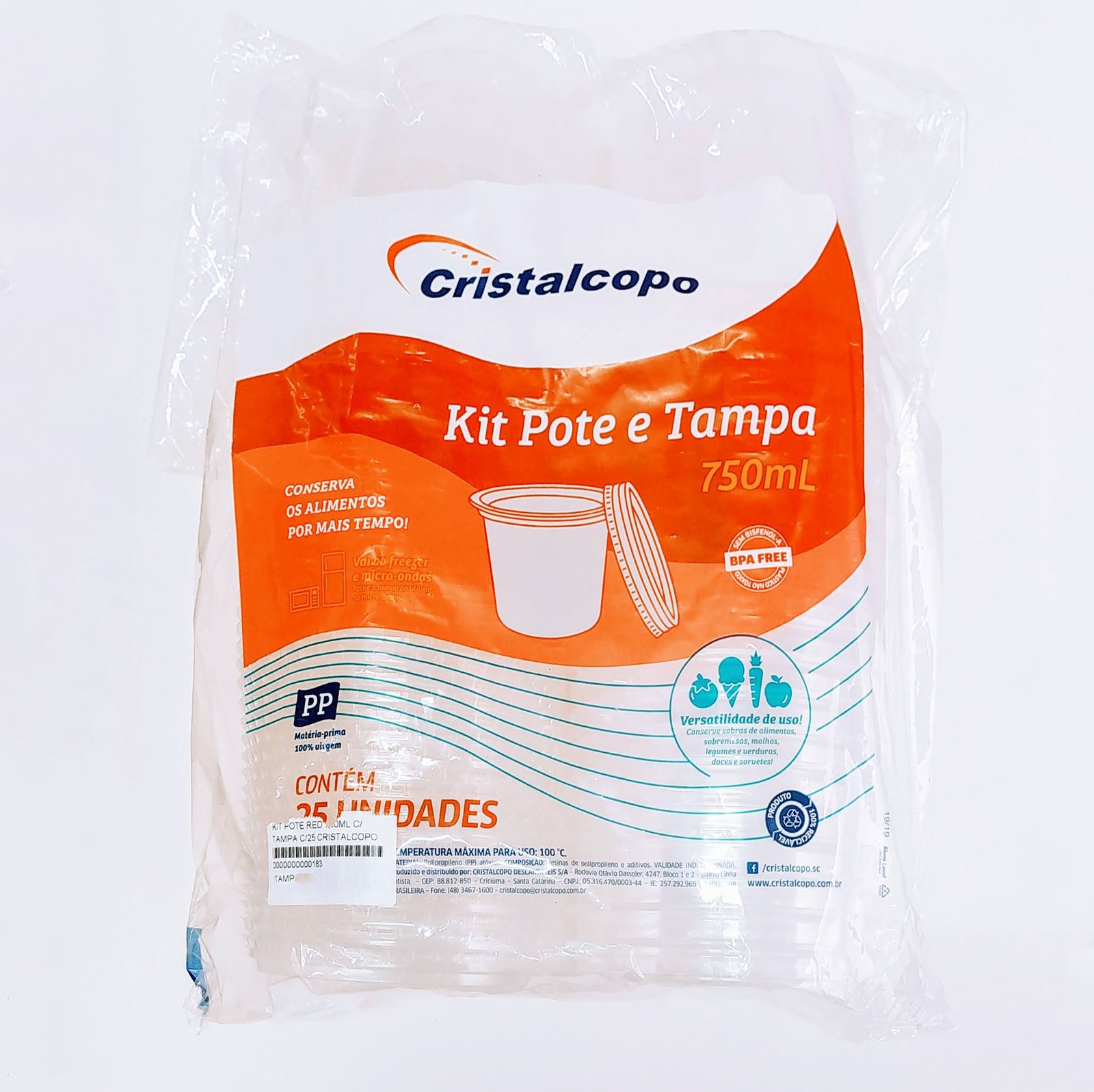 POTE REDONDO 750ML C/ TAMPA CRISTALCOPO