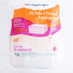 POTE RETANGULAR 1000ML C/ TAMPA CRISTALCOPO