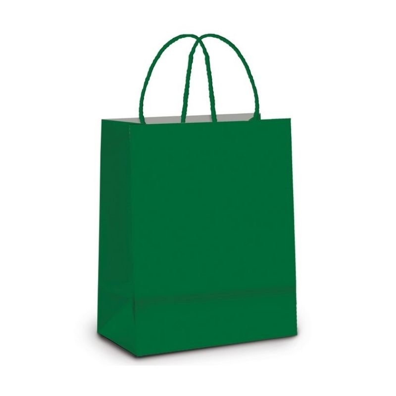 SACOLA KRAFT VERDE BANDEIRA 13,5CM X 8CM X 16CM