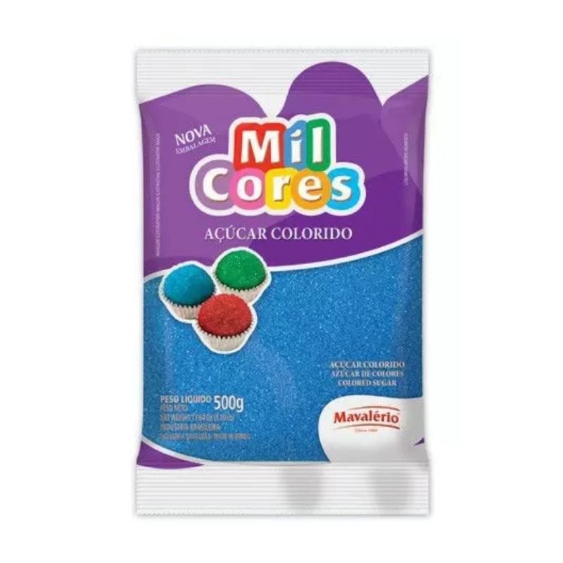AÇÚCAR COLORIDO AZUL 500G MIL CORES