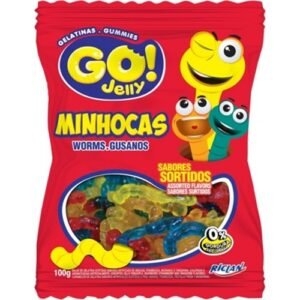 BALA GELATINA GO JELLY MINHOCA SABORES SORTIDOS 70G