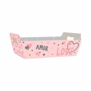 BANDEJA VINTAGE AMOR PERFEITO 32CMX23CMX10CM BRANCO/ROSA